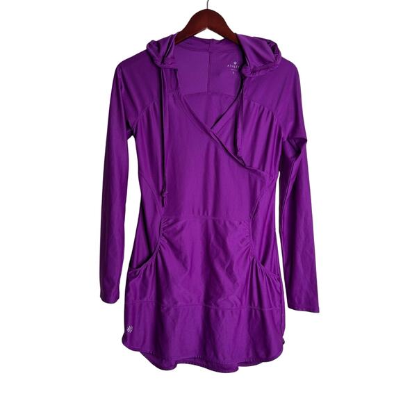 Athleta Wick It Wader Hooded Short Athletic Dress Tunic Purple Activewear Size S - Picture 1 of 7